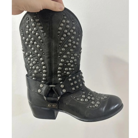 Ariat Genuine Leather Studded Cowgirl Moto Boots - Picture 2 of 11